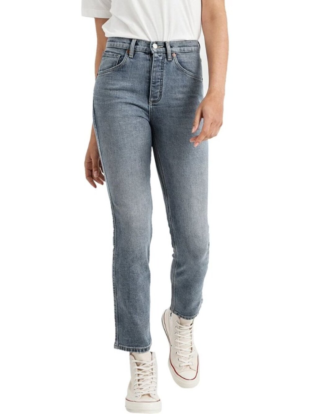 DU/ER Jeans Womens 28 Blue Medium Wash Straight Stretch Denim Pants WFMR5017